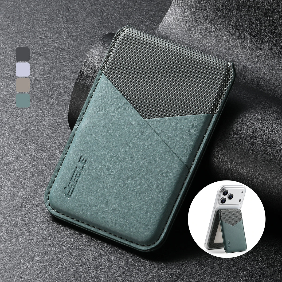 Veltora luxury leather wallet and card holder bag for iPhone and Samsung Galaxy MagSafe accessories with slim geometric design.