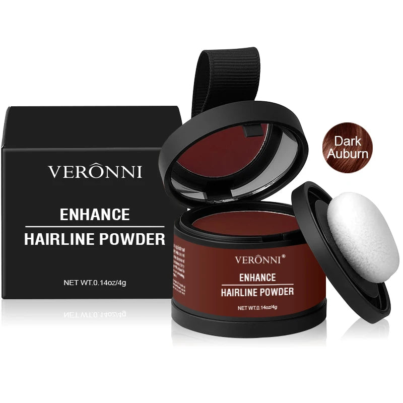 Veltora 14-color hair line powder in black, natural waterproof hairline shadow concealer for instant coverage and repair.