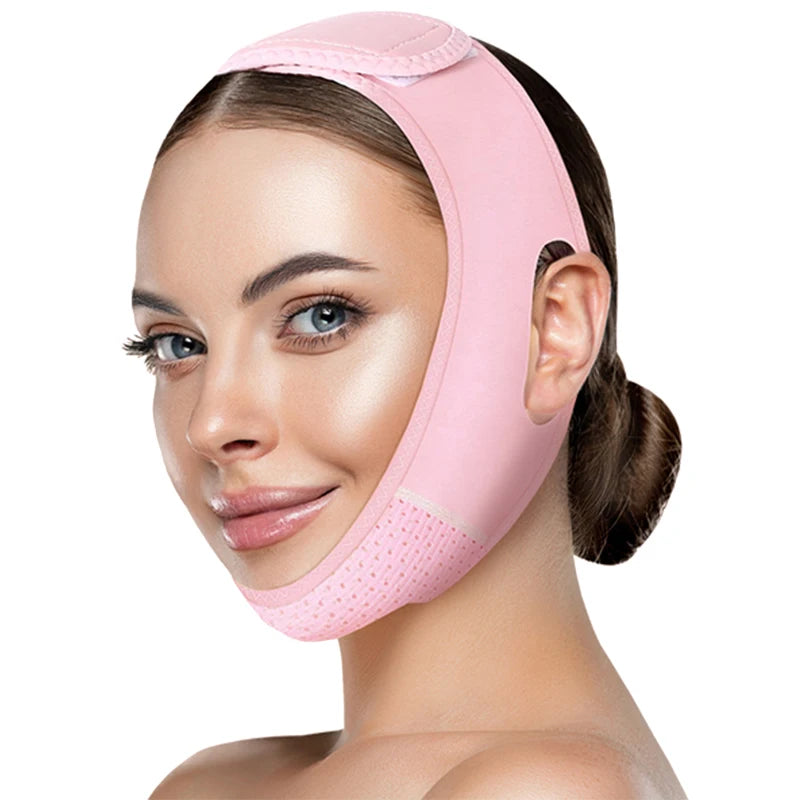 Veltora reusable V-shaped face strap and mask for chin lifting, double chin reduction, and sagging skin tightening.