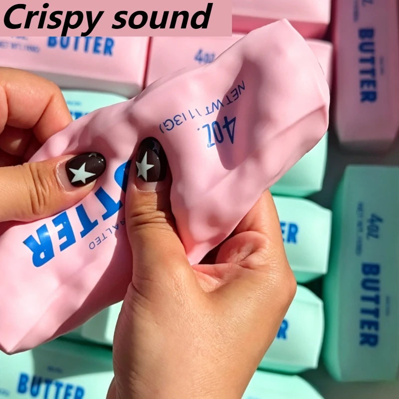 Veltora butter stick squishy stress ball with round blocks, soft and crunchy fidget toy for stress relief and ASMR relaxation.