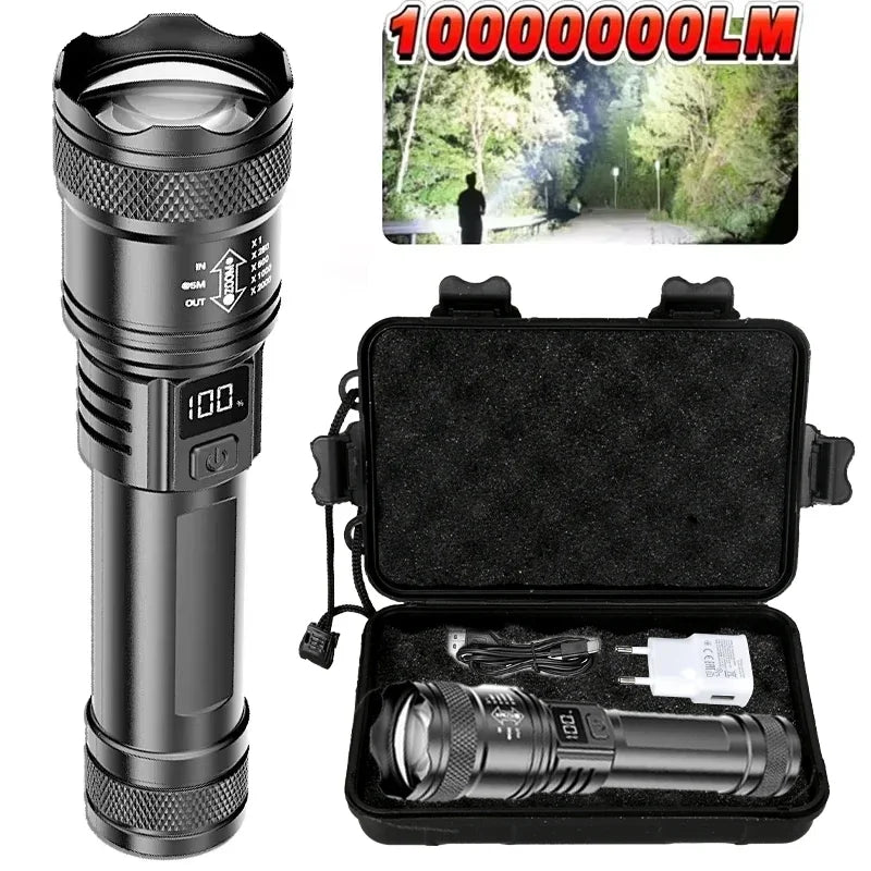 Veltora 2000LM ultra bright P50 LED tactical flashlight with zoom, handheld emergency spotlight, telescopic design, battery included