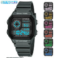Veltora SYNOKE digital sports wristwatch with luminous display, waterproof design, multifunction features for men and women.