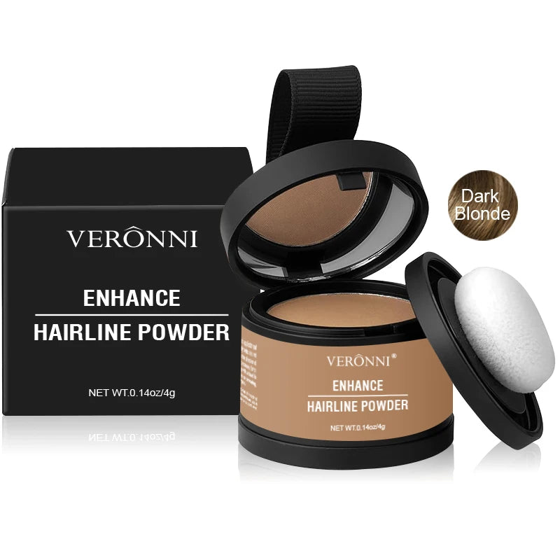 Veltora 14-color hair line powder in black root-up shade, waterproof hairline concealer for natural coverage and repair.