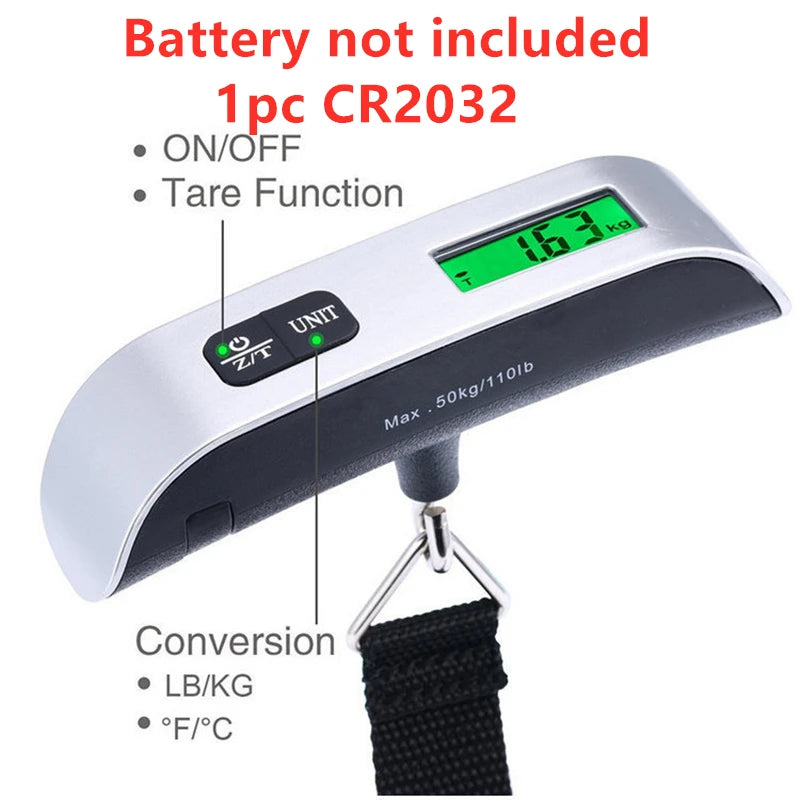Veltora portable digital luggage scale with LCD display, weighing up to 50kg/110lb for travel and baggage weight measurement
