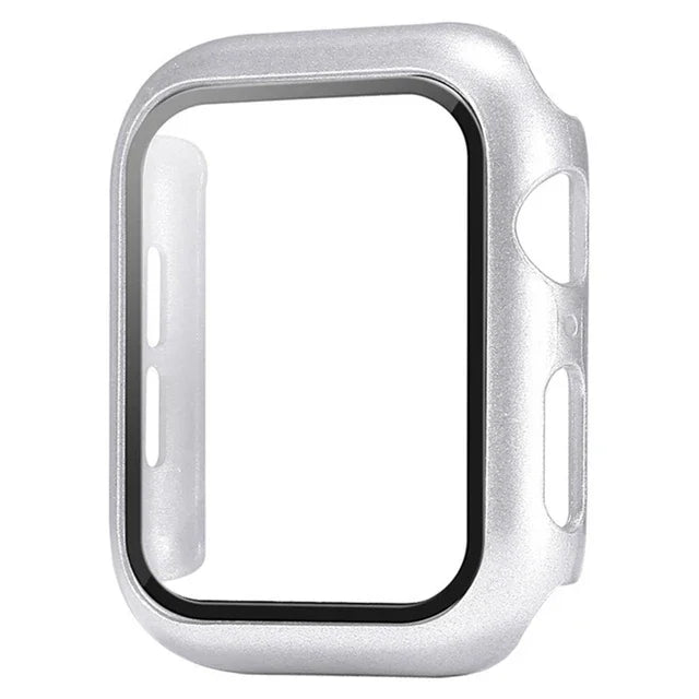 Veltora glass cover and screen protector for Apple Watch Series 6, 5, 4, 3, 2, 1, SE in 38mm to 46mm sizes, showing protective cover on watch face.
