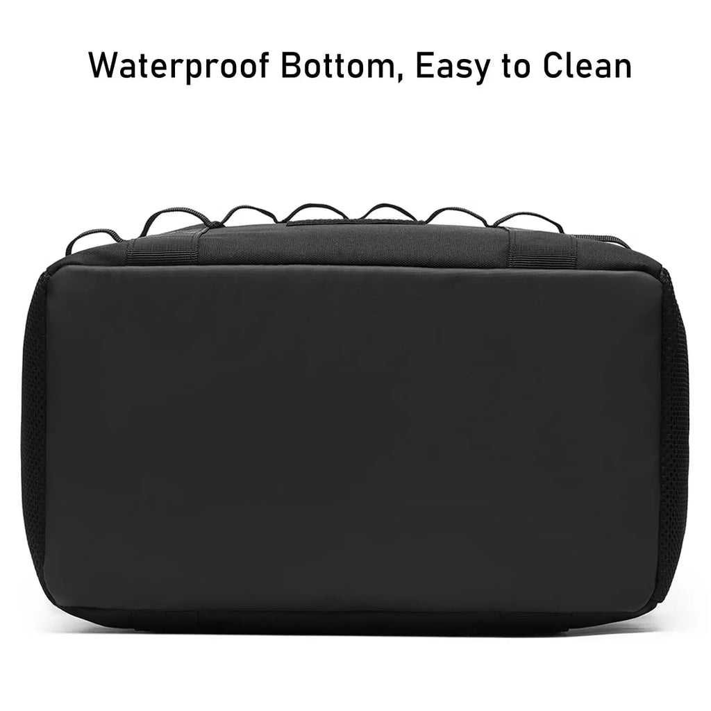 Veltora outdoor camping tactical bag in black with multiple compartments, 14L capacity, suitable for tools and picnic gear.
