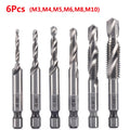 Veltora Hex Shank Titanium Plated HSS Screw Thread Metric Tap Drill Bits for M3 to M10 screws, hand tool set