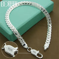 DOTEFFIL 925 silver bracelet with 6mm flat side chain, lobster clasp, available in 18-20cm, for women and men wedding or engagement jewelry