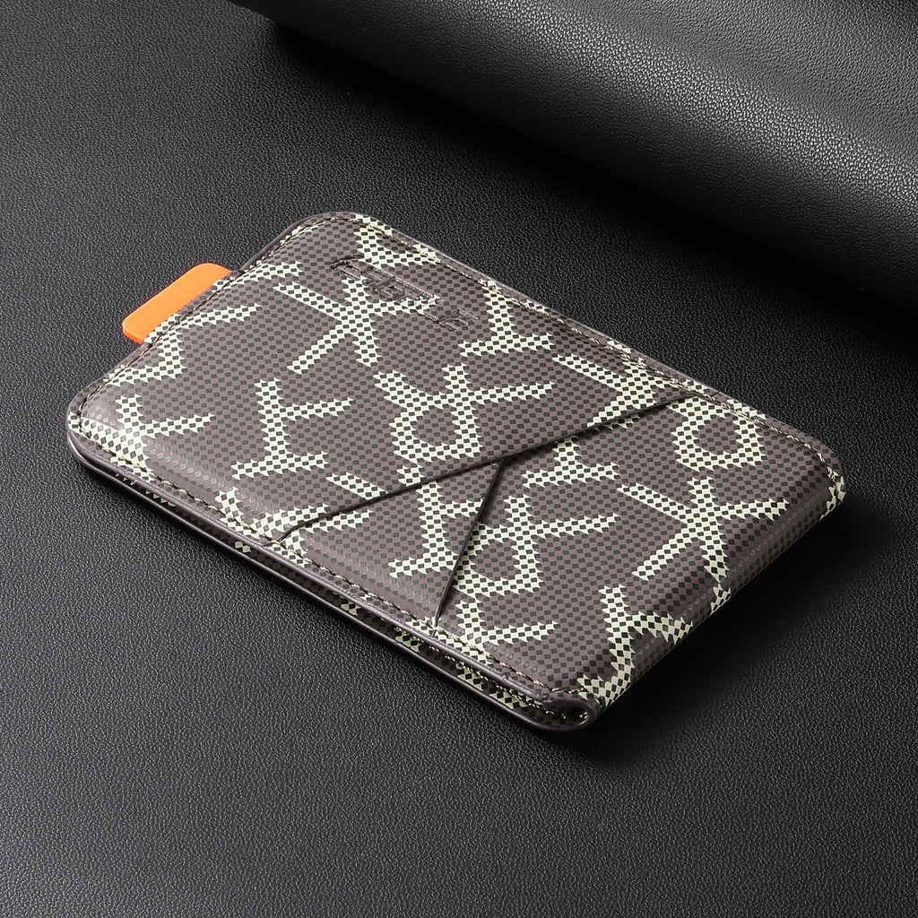 Veltora leather MagSafe wallet for iPhone with magnetic card holder, compatible with iPhone 12 to 17 Pro Max, featuring a strong magnet.