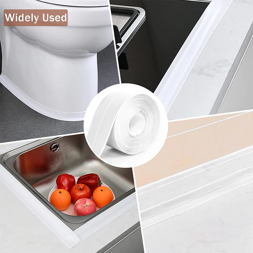 Veltora 3.2M self-adhesive PVC bath caulk tape for kitchen sink, bathroom edges, waterproof sealing, oil-proof, and wall corner sealing