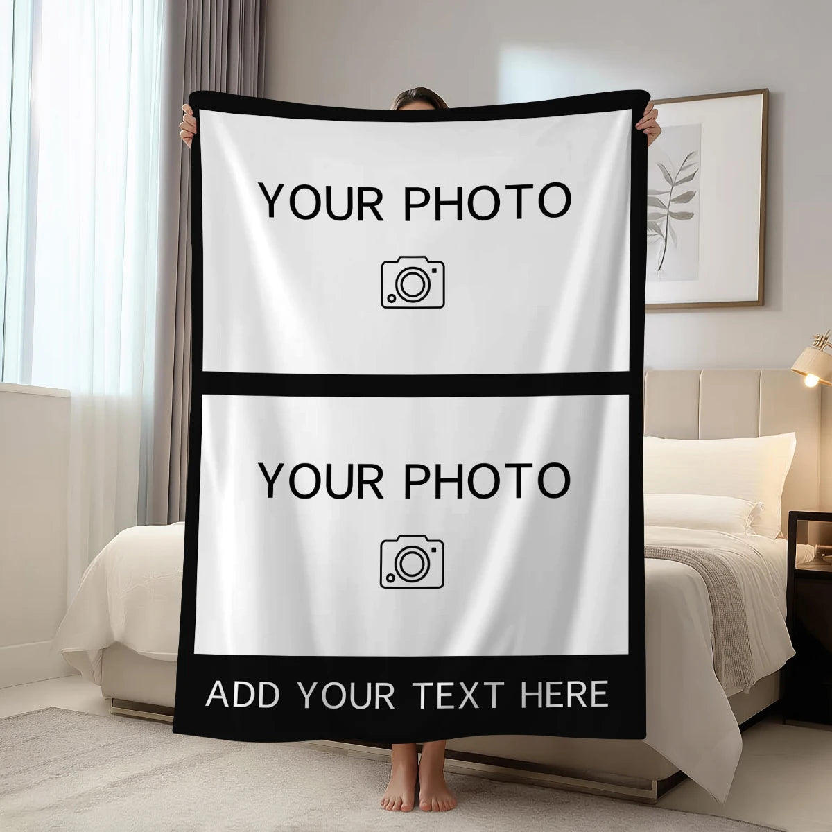 Veltora personalized custom blanket with picture and text, soft gift blanket for children, parents, lovers, and friends.