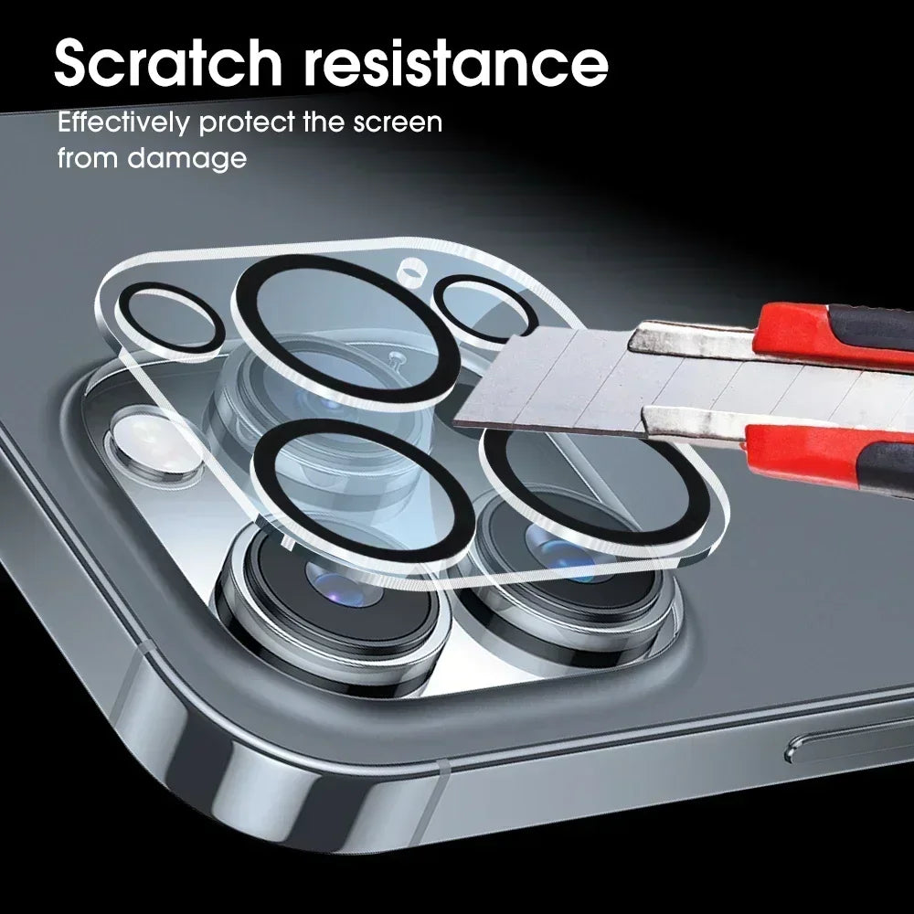 Veltora black tempered glass camera lens protector for iPhone 13 to 18 Pro Max, circular protective lens film cover, 1-5 pieces