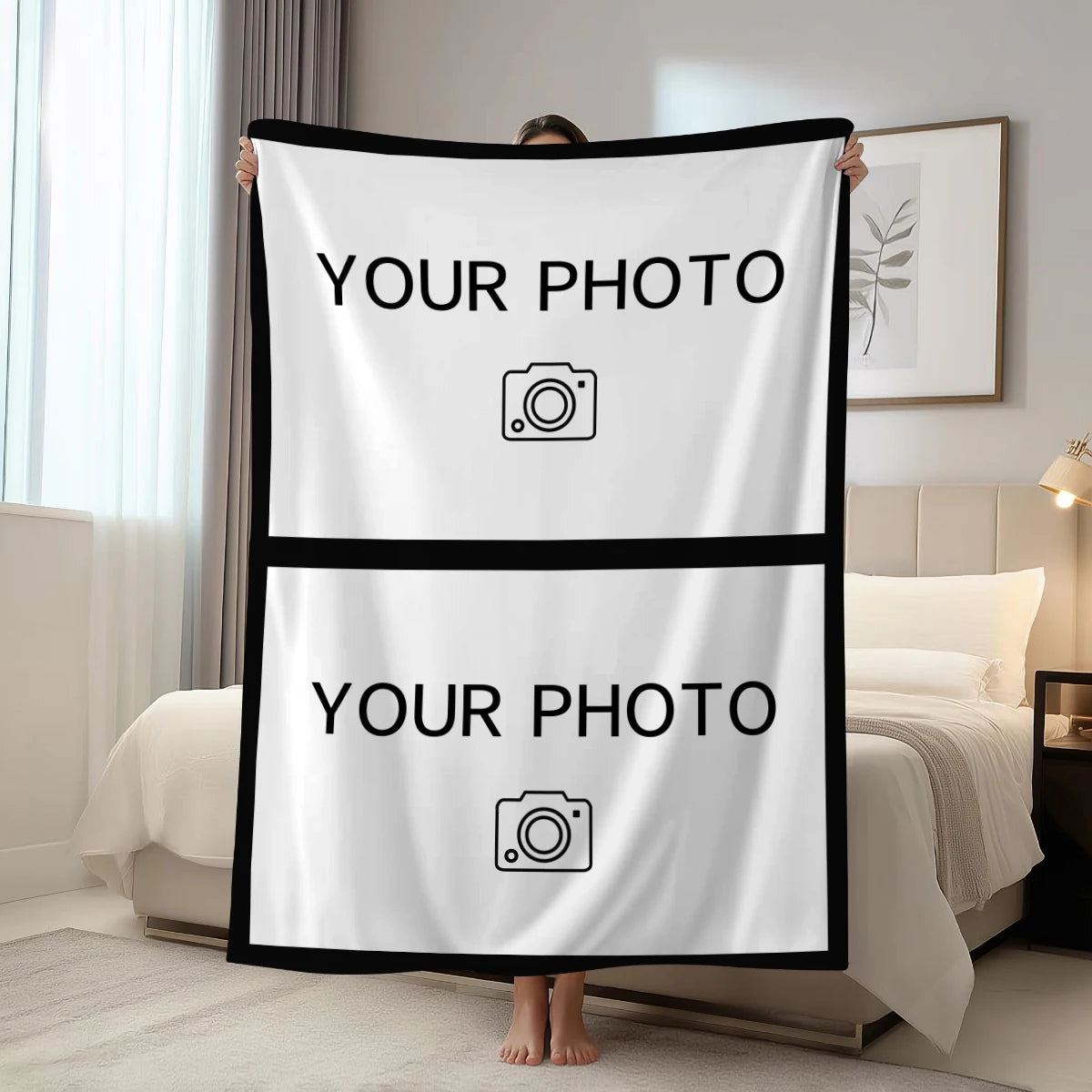 Veltora personalized blanket with custom picture and text, soft gift blanket for children, parents, lovers, and friends.