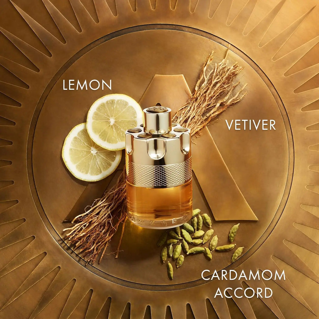 Veltora Azzaro Wanted Eau De Toilette bottle with vibrant label, woody vetiver scent, designed for men's everyday wear.