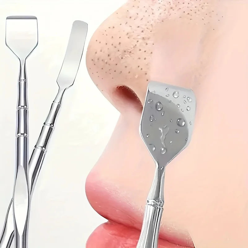 Veltora double-ended blackhead remover tool for facial pore cleaning, exfoliating, and skin massage.