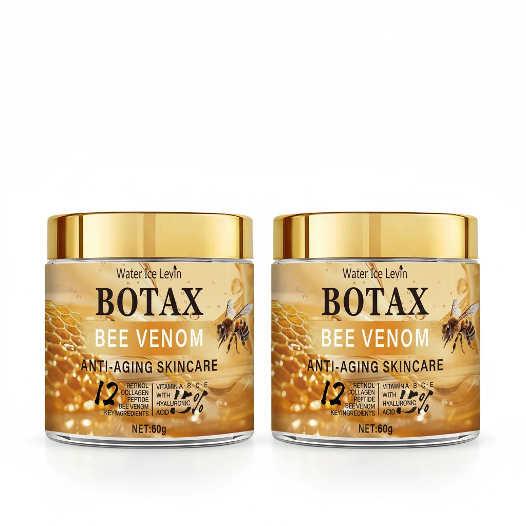 Veltora Botax Bee Venom Cream jar showing the 60g container, with a smooth cream texture and natural bee venom ingredients visible