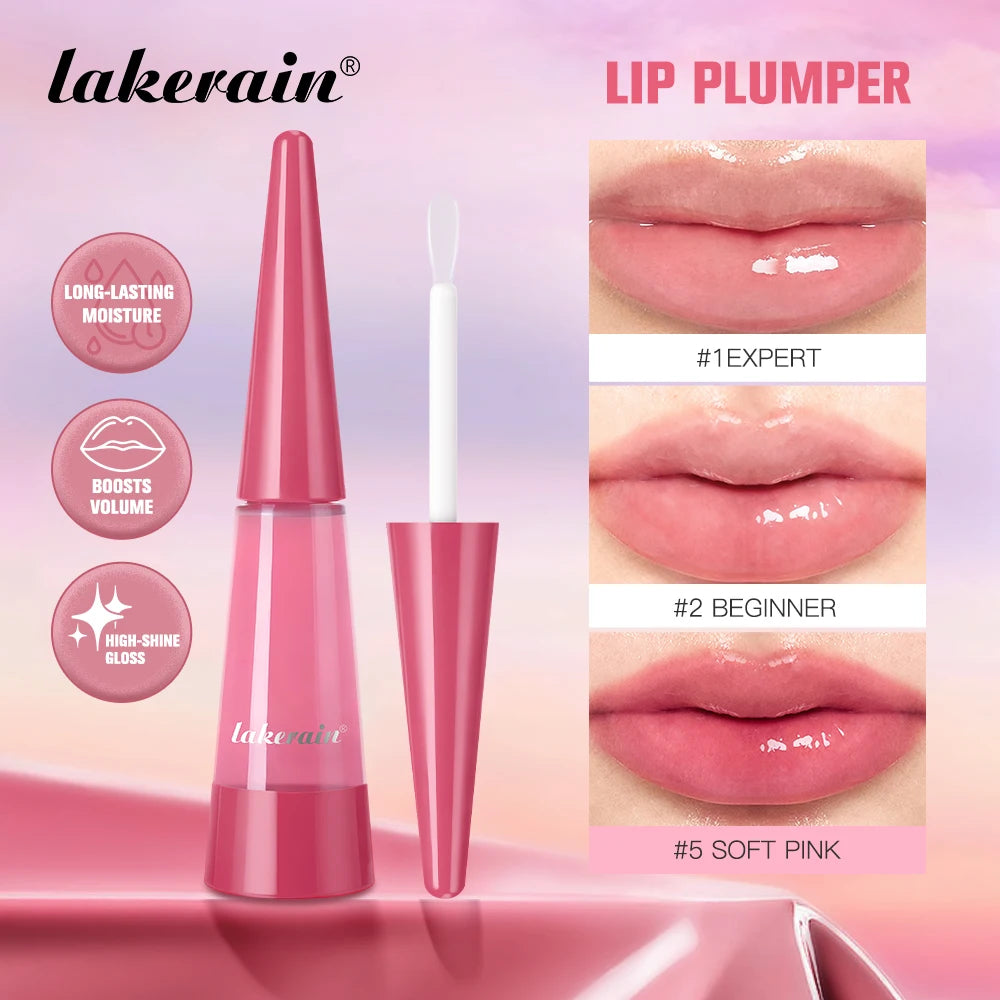 Veltora Lakerain Lip Plumper with deep hydration, high-shine gloss, and a voluminous finish in a moisturizing liquid formula.