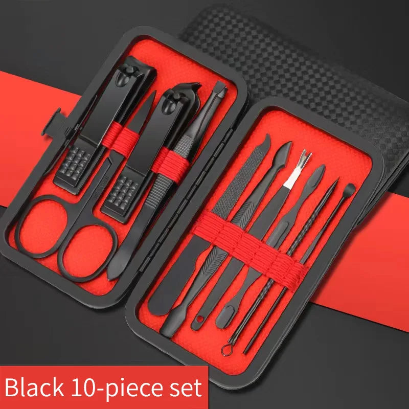 Veltora nail clipper set with manicure, pedicure, ear, and peeling knives, compact beauty tools for nail and ear grooming.