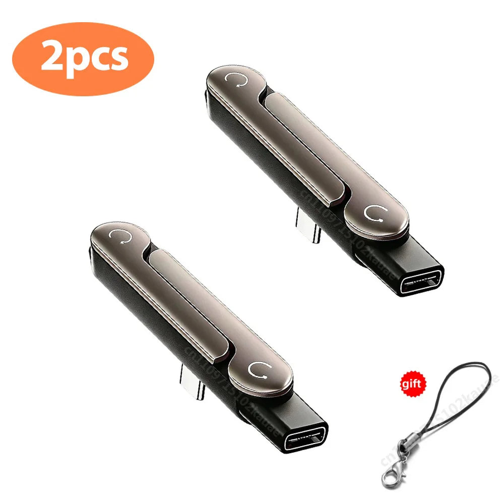 Veltora 1/2/3PCS Type C phone charging bracket adapter with foldable holder, 240W fast charging OTG Type-C male to USB-C female converter
