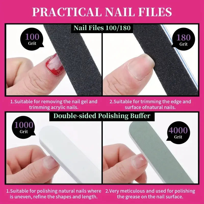 Veltora nail soak off clip and wrap set with cotton pads, file, and brush for UV gel polish removal in a manicure kit
