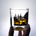 Veltora 300ml silhouette wine glass cup with iceberg and snow mountain design, thick bottom whiskey cup for Christmas or wedding gifts