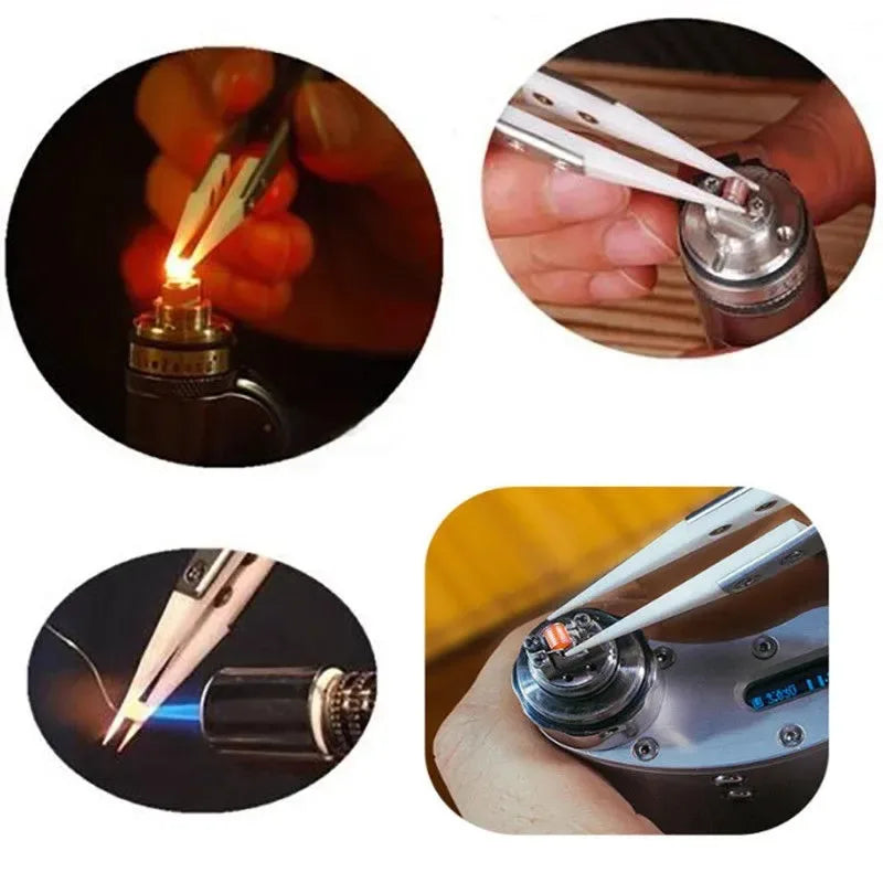 Veltora ceramic straight tip electronic soldering tweezers with anti-static, acid-resistant precision tips, ideal for delicate soldering tasks