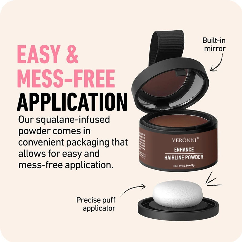Veltora 14-color hair line powder with black root up, waterproof hairline concealer and repair fill-in for natural coverage.
