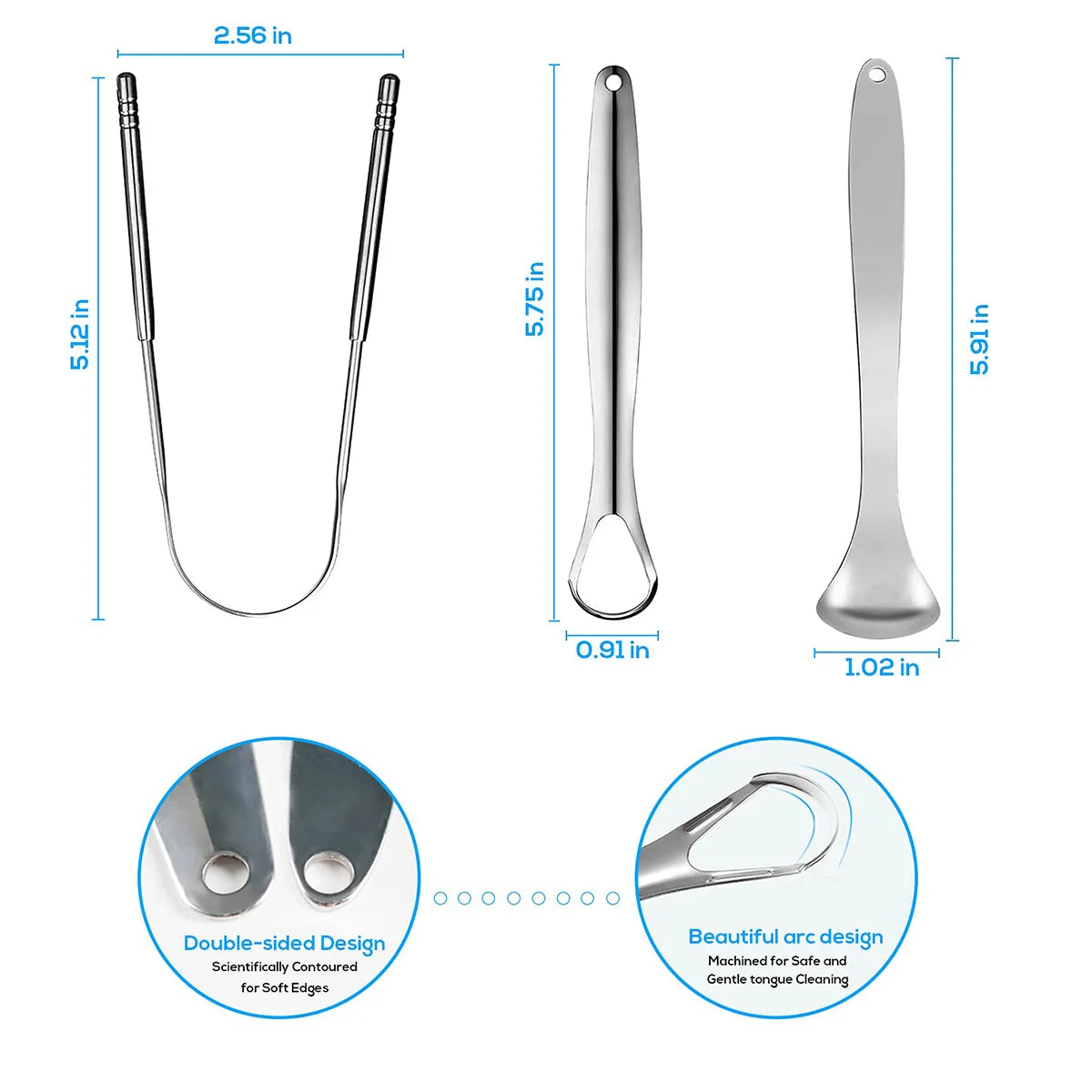 Veltora stainless steel tongue scraper cleaner for adults and kids, portable metal tongue cleaner with brush for oral hygiene.