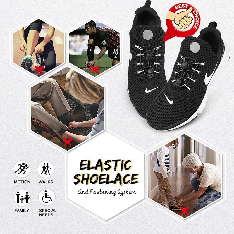 Veltora elastic no-tie sneaker shoelaces with locking stretch rubber round laces for easy slip-on footwear
