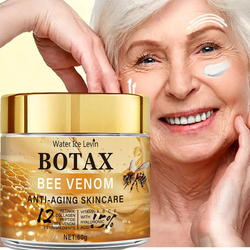 Veltora Botax Bee Venom Cream jar with label, 60g, designed for deep wrinkle treatment, skin rejuvenation, and firming.