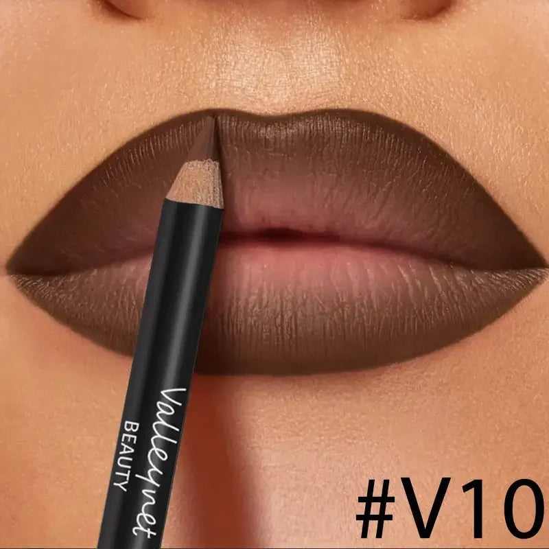 Veltora 4-piece lip kit set with 3 lip liners and 1 lip glaze, waterproof, long-lasting matte finish, suitable for casual and formal wear.