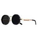 Veltora CRIXALIS polarized round sunglasses with adjustable dimming, UV400 outdoor shades for men and women, retro punk style.