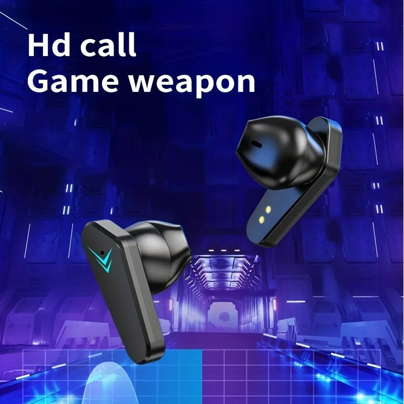Veltora TWS wireless Bluetooth gaming earbuds with LED display, built-in mic, noise cancelling, and ergonomic design.