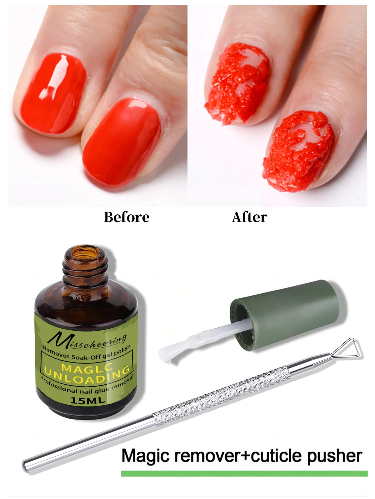 Veltora Nail Magic Remover set with remover tool for quick, gentle removal of gel and poly nail gel polish.