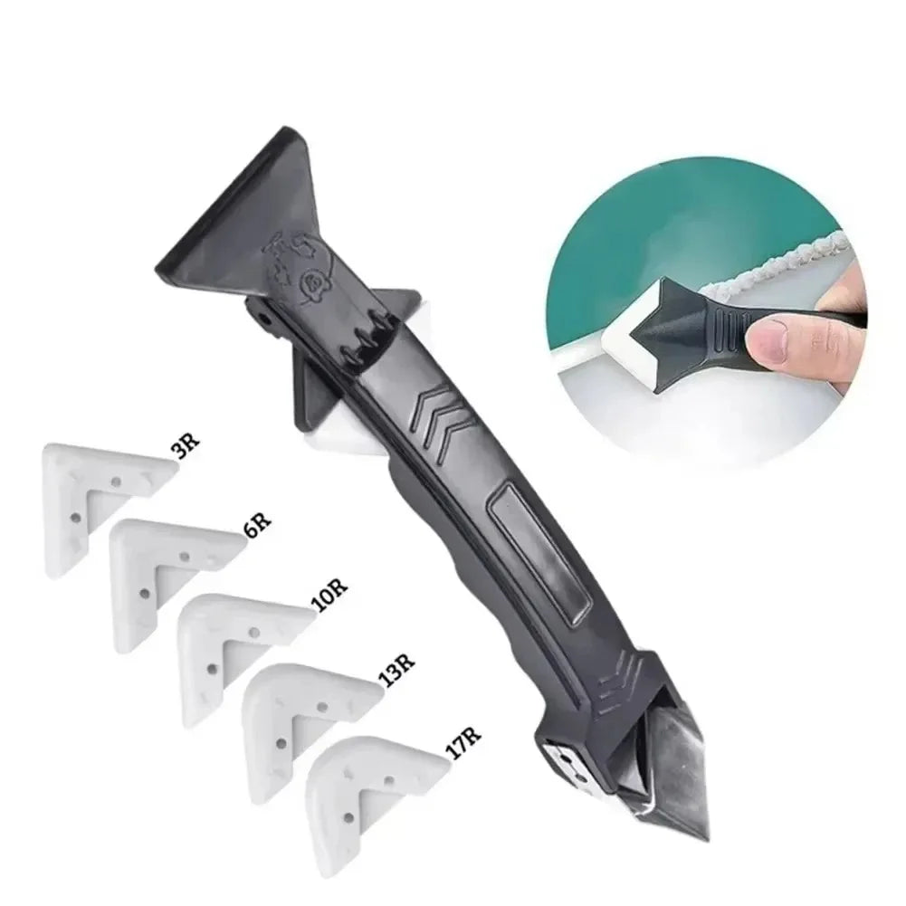 Veltora 5-in-1 silicone scraper and grout remover knife for caulking, crack repair, and tile cleaning in home projects