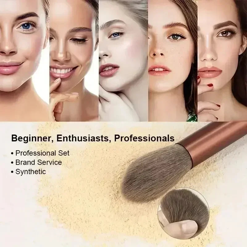 Veltora makeup brush set with soft fluffy brushes for foundation, powder, eyeshadow, and blending in a professional cosmetic kit