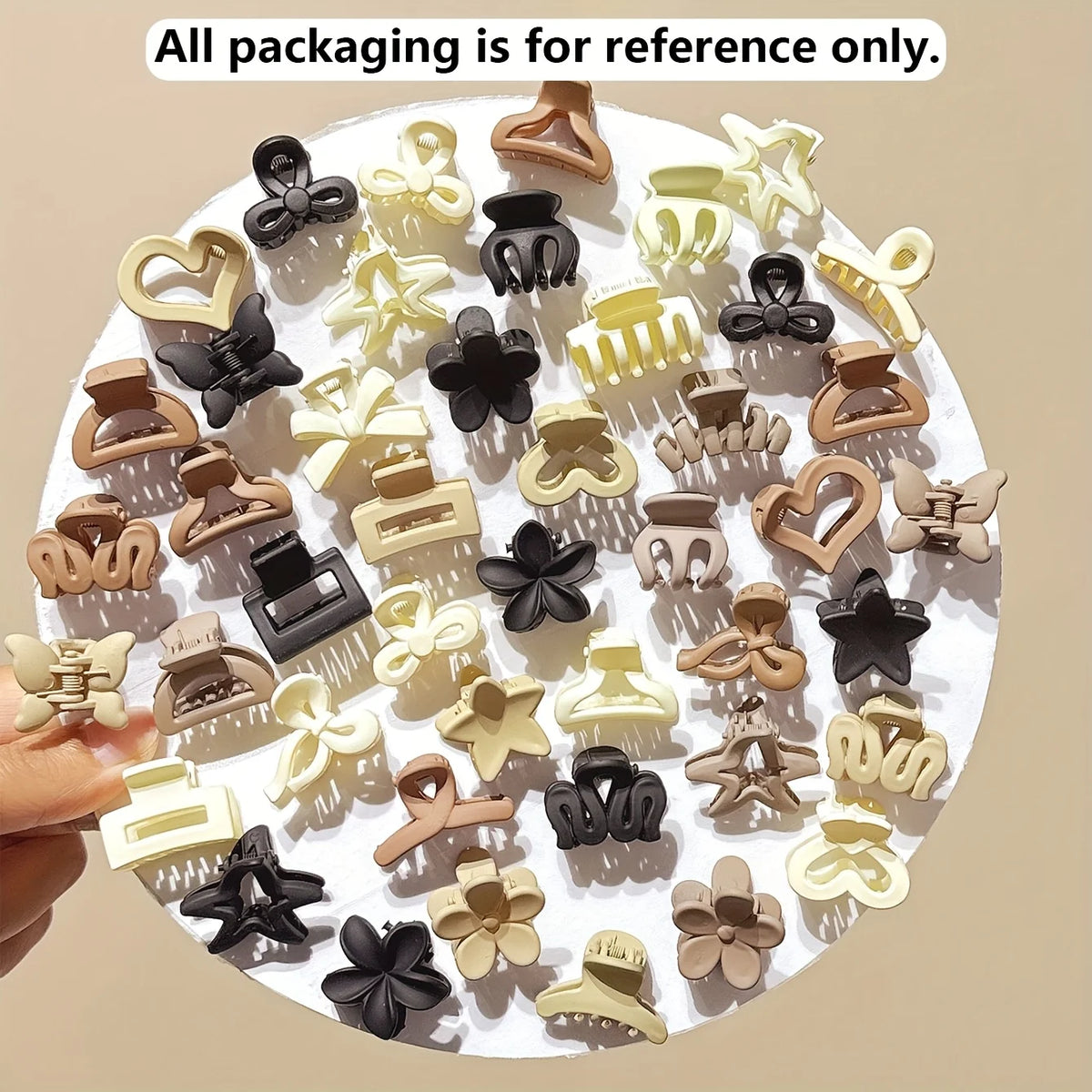 Set of beige mixed small hair clips by Veltora, perfect for girls, daily use, special occasions, or travel accessories.