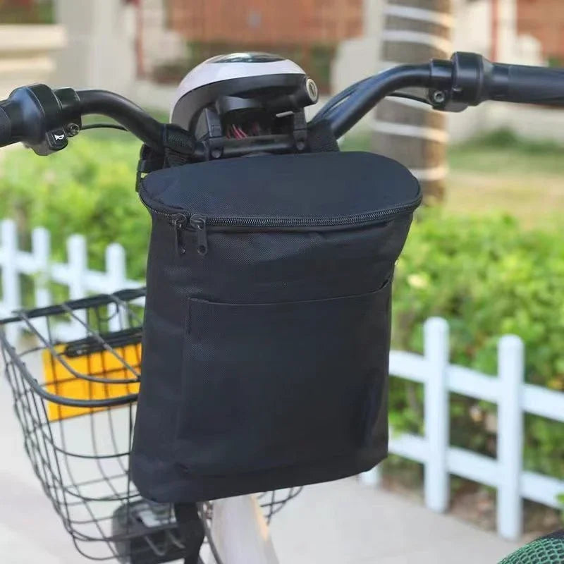 Veltora large capacity Oxford cloth handlebar bag with removable storage for motorcycles and electric vehicles, black and durable.