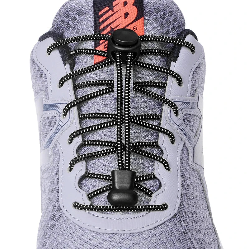 Veltora elastic no-tie sneaker shoelaces with locking system, stretchable round rubber shoestrings for easy, quick fastening.