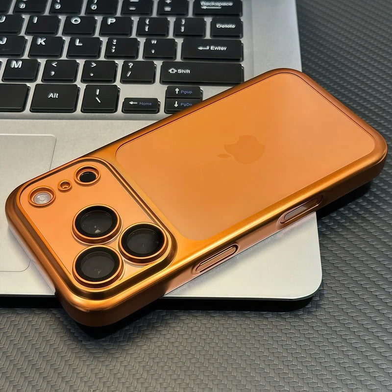 Veltora nano matte translucent iPhone case with air lens protection and matte backplate for iPhone 13 to 18 Plus models.
