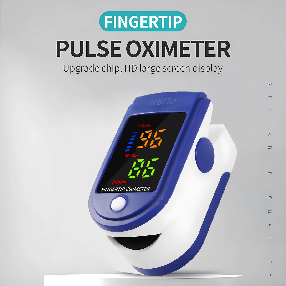 Veltora digital infrared forehead thermometer and portable pulse oximeter showing display and measurement features.
