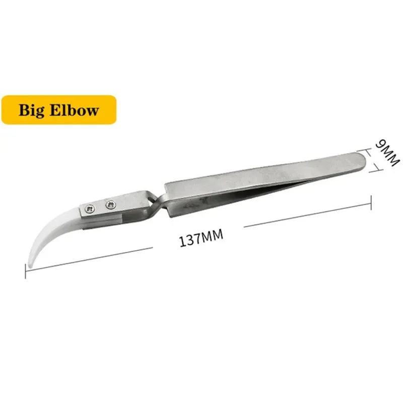 Veltora ceramic soldering tweezers with straight tips, anti-static, acid-resistant, precision chuck for electronic component handling