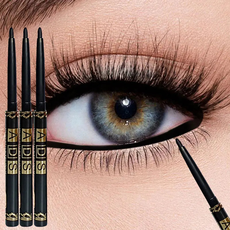 Veltora waterproof black eyeliner pencils in 3 or 9-piece sets, smudge-proof and sweat-resistant for bold eye makeup looks.