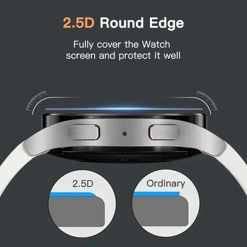 Veltora glass protective film for Samsung Galaxy Watch 7 Ultra 6 5 4 screen, fits 40mm to 47mm watch models, clear and durable.