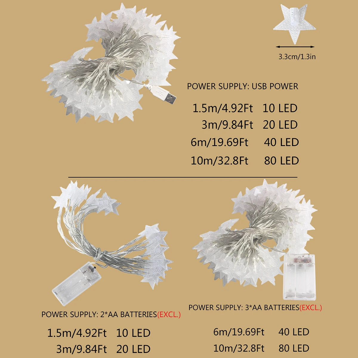 Veltora LED star fairy lights outdoor string lights garland for garden, terrace, and wedding decorations with bulb design