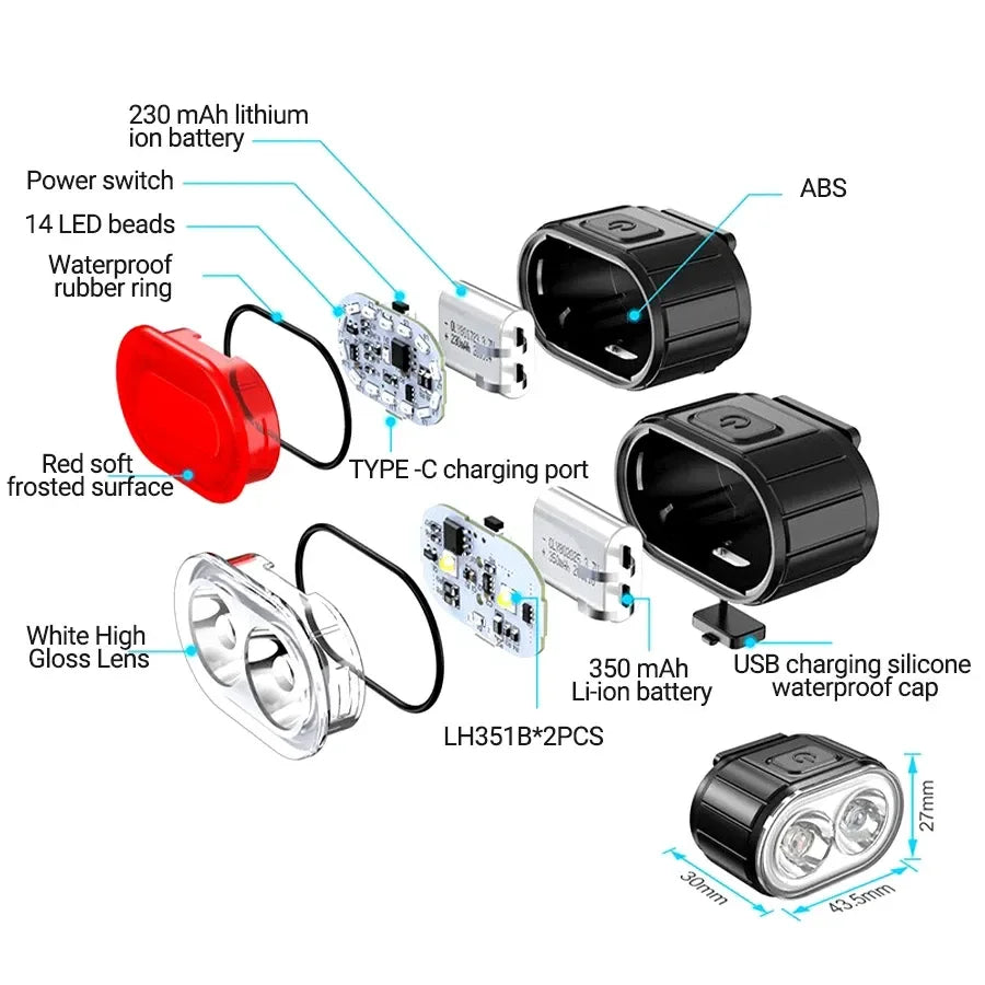 Veltora rechargeable bicycle front and rear LED bike lights with flashlight and lantern modes for cycling safety.