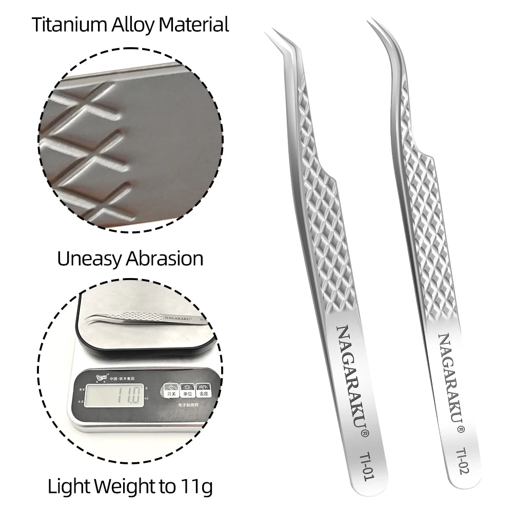 Veltora Nagaraku eyelash extension tweezers made of stainless steel, designed for precise 3D eyelash application and makeup.