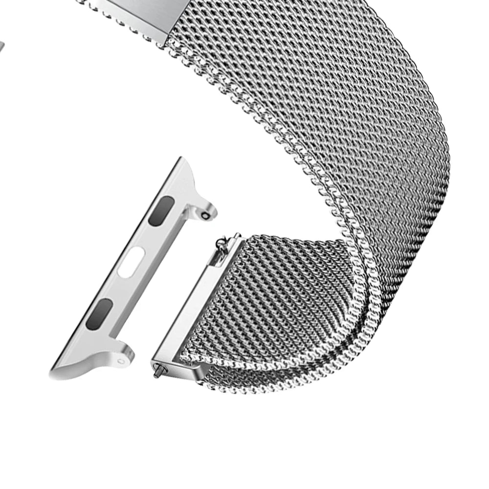 Veltora Milanese strap for Apple Watch Ultra and Series, 38mm to 49mm, stainless steel mesh bracelet for iWatch models.