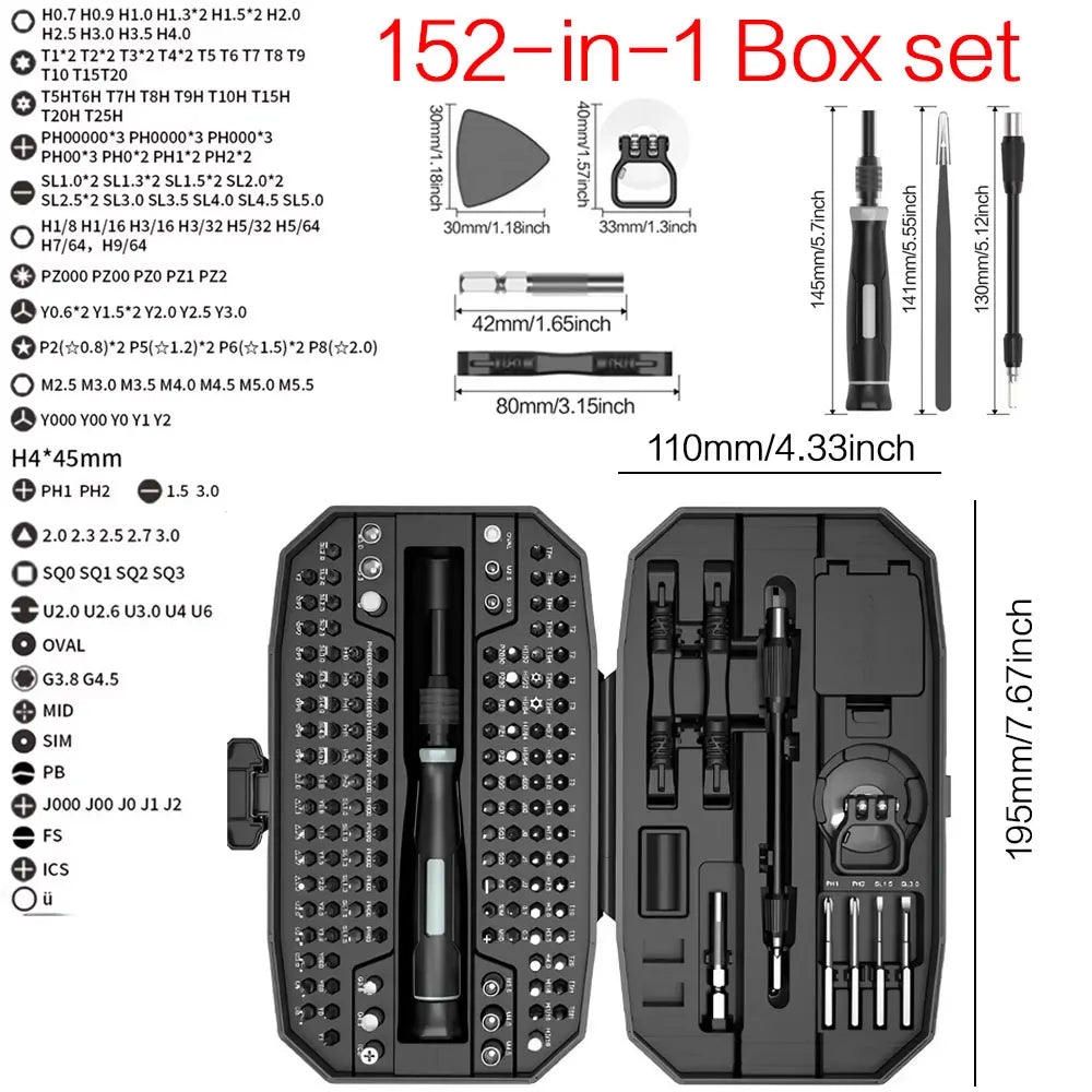 Veltora precision screwdriver set with T5 and T6 Torx screwdrivers for laptop and computer repair, includes 152-in-1 professional toolkit