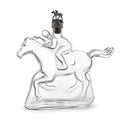 Veltora racing horse jockey glass decanter with crystal whiskey bottle, premium liquor storage, bar decor, and gift for men.